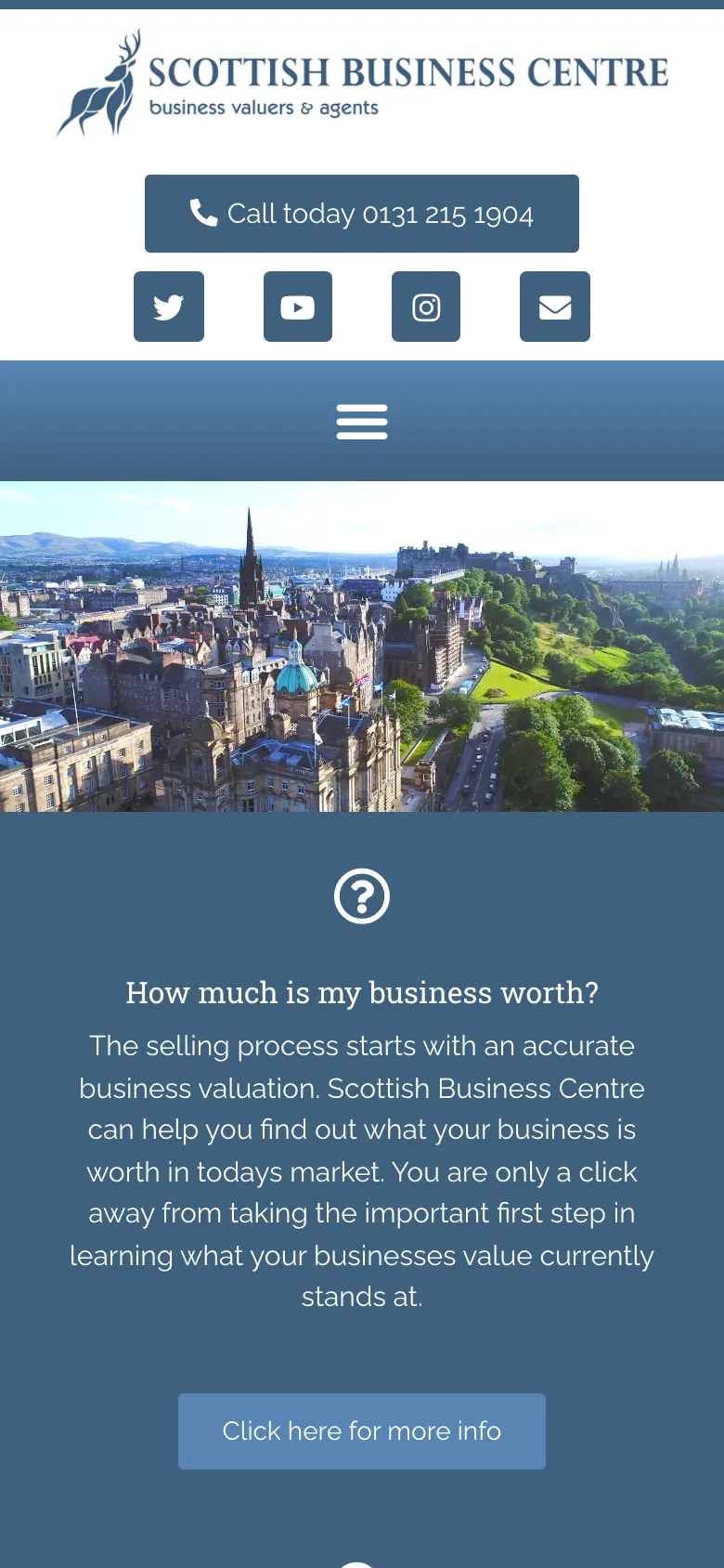 Scottish Business Centre website on a phone