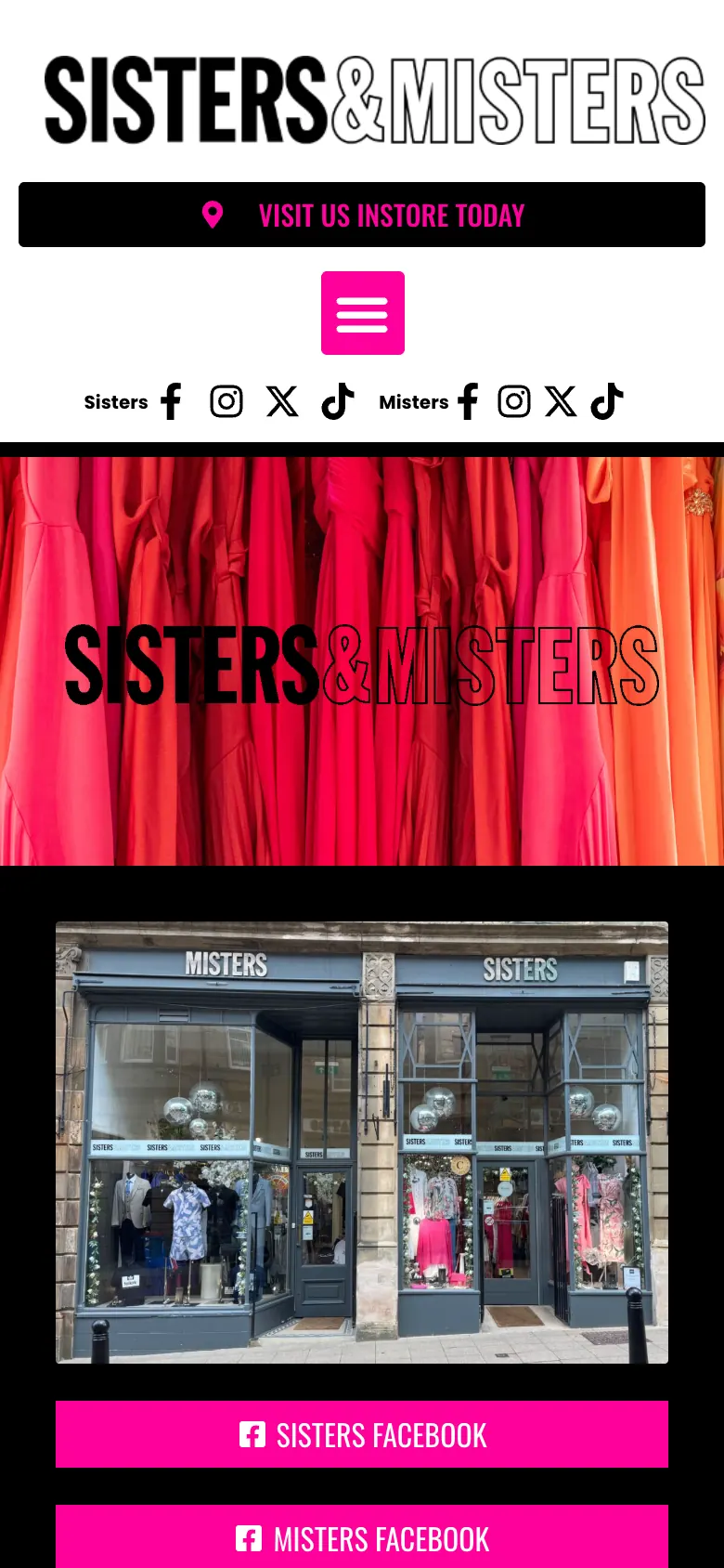 The Sisters & Misters website, built by Fraser Web Design, on a phone
