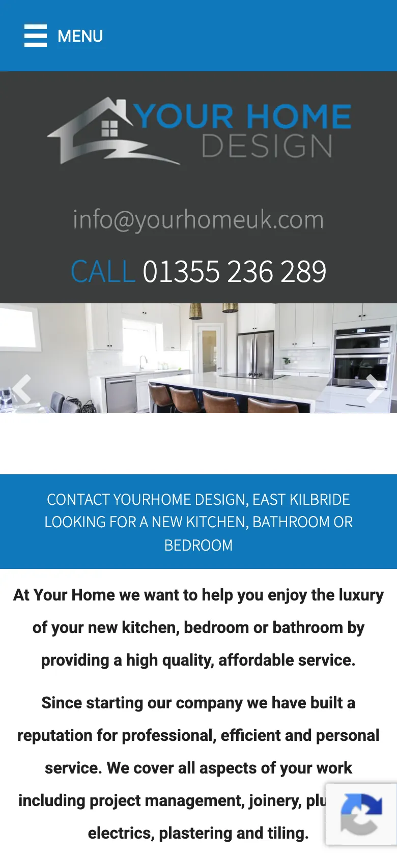 Your Home Design website on a phone